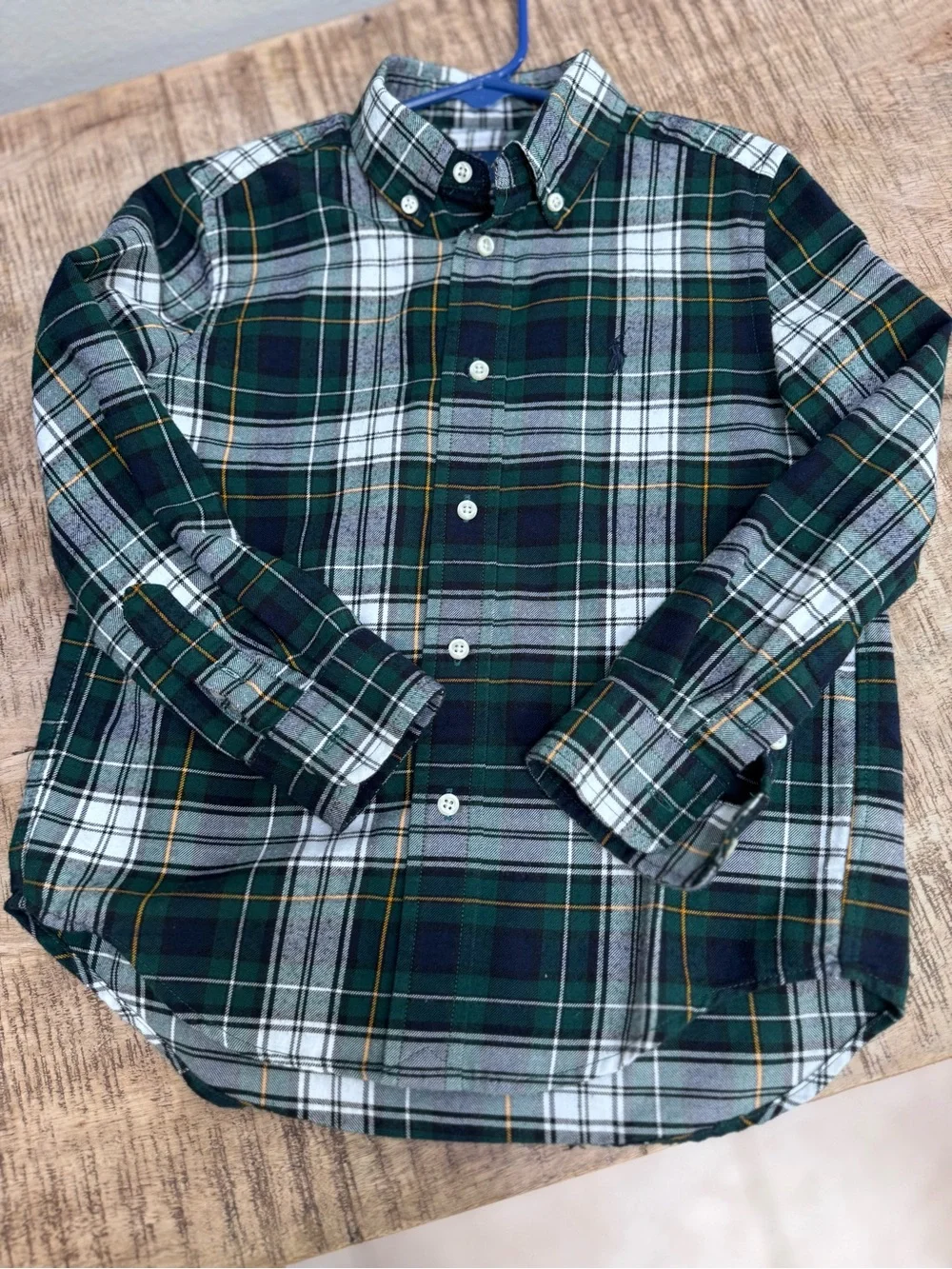 Ralph Lauren Green Navy White Plaid Button-Up Performance Shirt